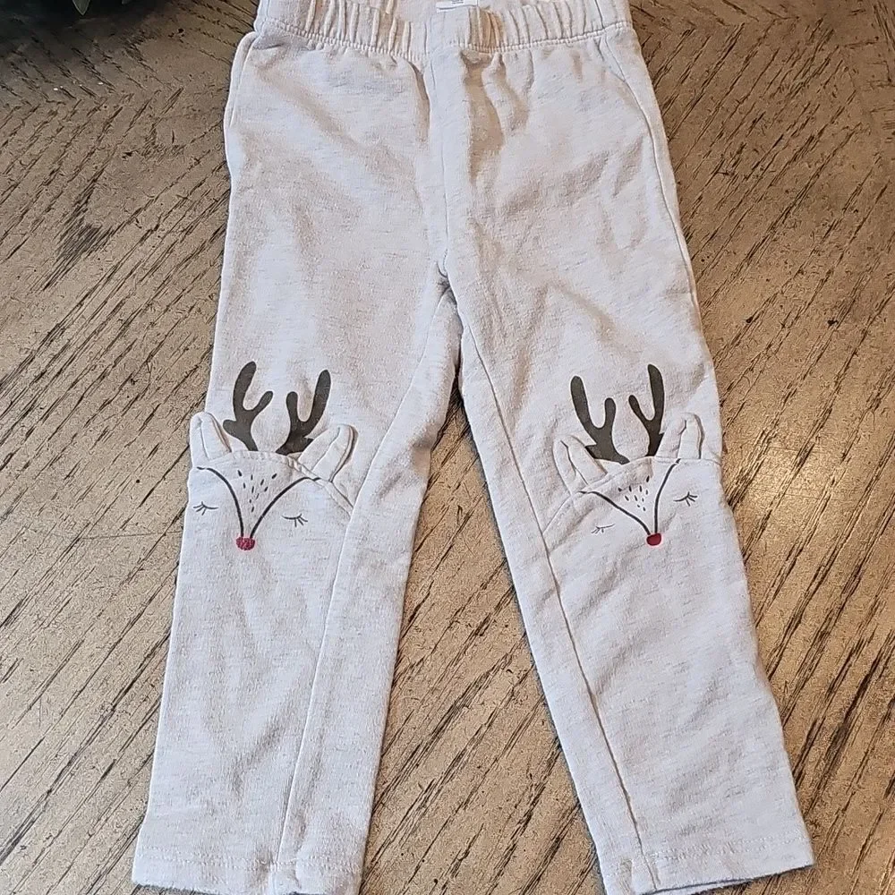 Baby GAP Kids Light Gray Reindeer Leggings 2T